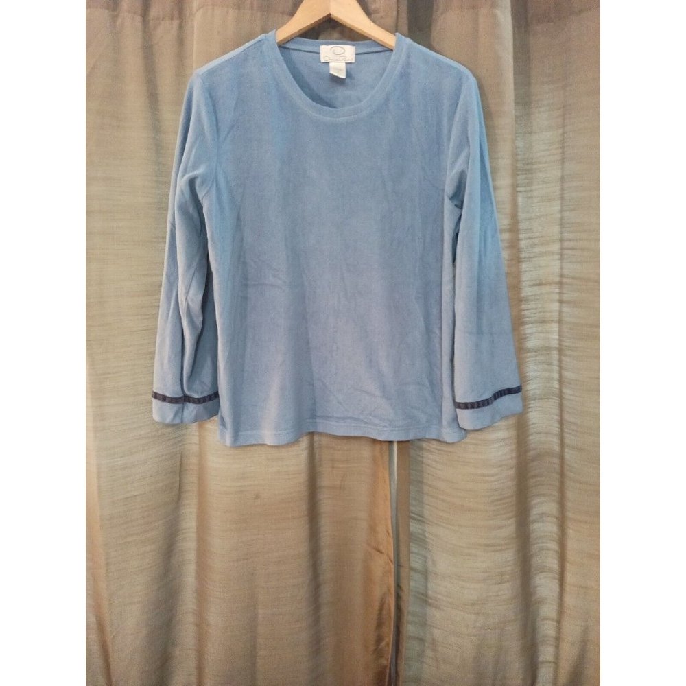 Women's Oscar De La Renta Soft Blue Long Sleeve Pajama Shirt Size Medium